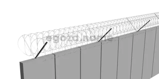 Installation of two spiral barriers on the fence on V-holders