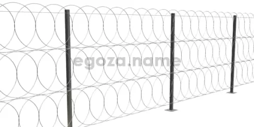Installation of a fence from a flat Egoza wire barrier